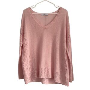 Kokun Long Sleeve 100% Cashmere Sweater V-Neck Pink Size Small